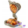 бронзовая фигурка "Королевская Кобра" со вставками калининградского янтаря 4