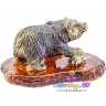 ,литая бронзовая фигурка "Камчатский Медведь" на янтаре 2