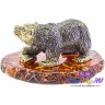 ,литая бронзовая фигурка "Камчатский Медведь" на янтаре 3