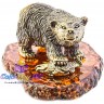 ,литая бронзовая фигурка "Камчатский Медведь" на янтаре 4