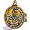 брелок медальон "Филин" из бронзы с янтарем 1
