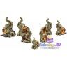 янтарный набор фигурок Стадо Слонов из бронзы 4