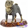 бронзовая фигурка собака породы "Мопс" на калининградском янтаре 1