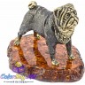 бронзовая фигурка собака породы "Мопс" на калининградском янтаре 5