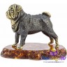 бронзовая фигурка собака породы "Мопс" на калининградском янтаре 4