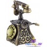 бронзовый колокольчик с молочным янтарем "Антикварный Телефон" 4