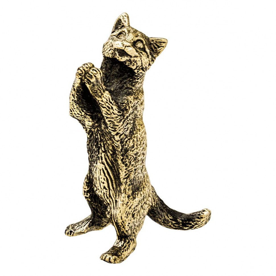смешную статуэтку просящего кота из бронзы купить