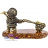 фигурка из калининградского янтаря и уральской бронзы - "Гном Рудознатец" 2