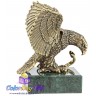 статуэтка из настоящей бронзы "Орел и Змея" с подставкой из камня змеевик 3
