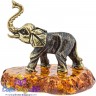 бронзовая фигурка на янтаре "Тайский Слон" 2