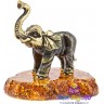 бронзовая фигурка на янтаре "Тайский Слон" 3