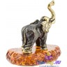 бронзовая фигурка на янтаре "Тайский Слон" 4