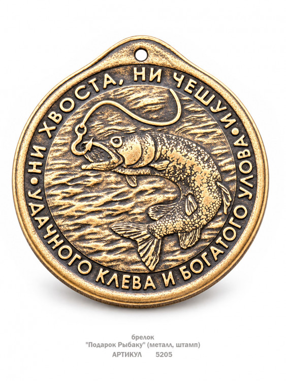 брелок "Подарок Рыбаку" (металл, штамп)
